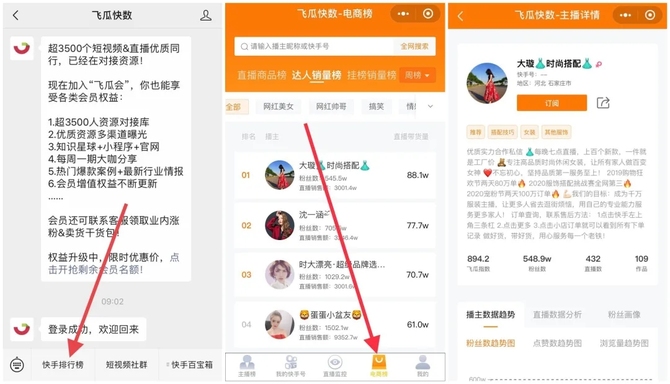 飞瓜快数快手直播数据指标_飞瓜快数快手直播带货排行榜_快手卖货达人榜